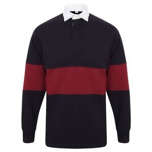 Front Row Adults Unisex Panelled Tag Free Rugby Shirt / Navy/Burgundy